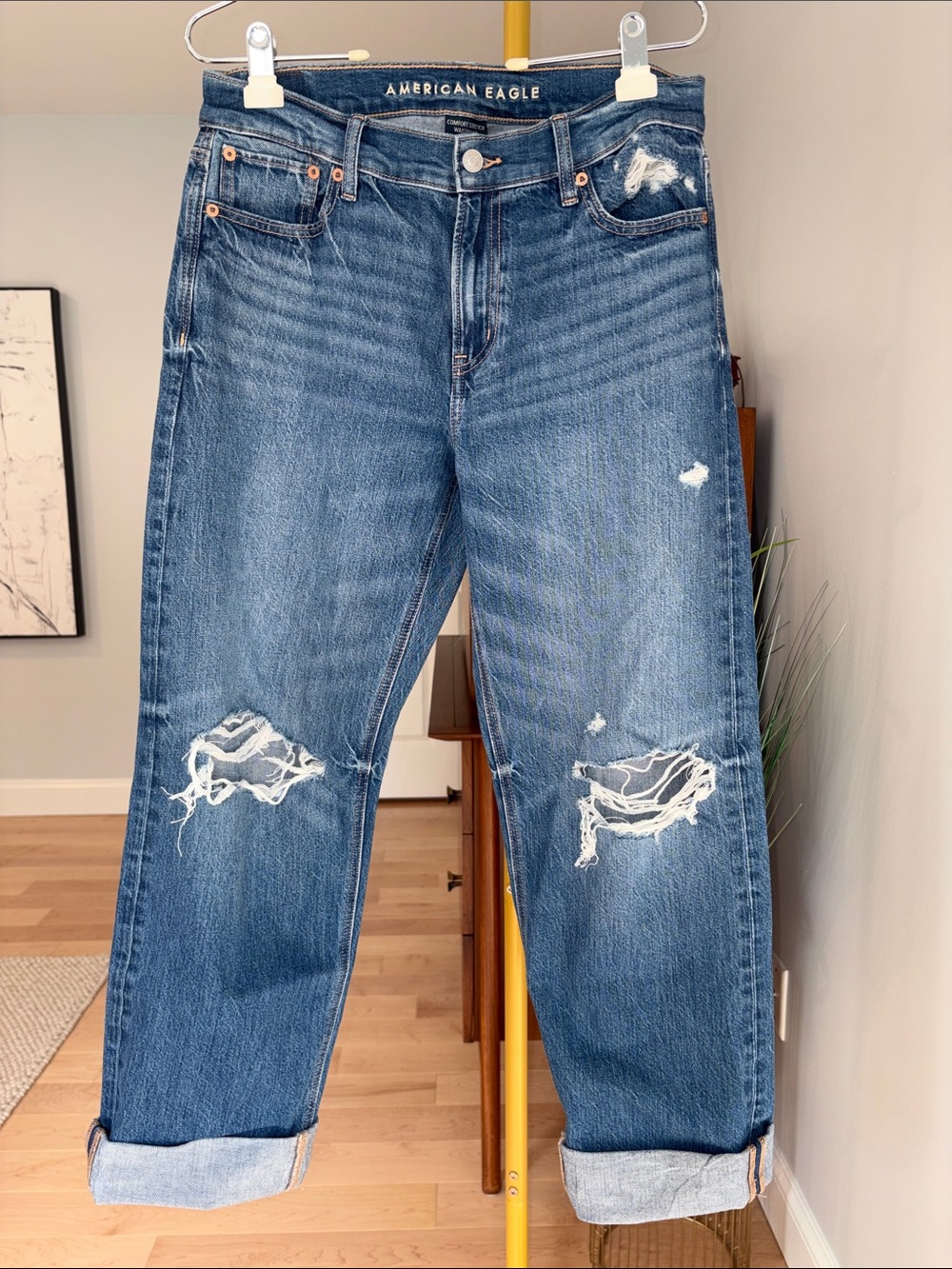 American Eagle Outfitters Distressed Boyfriend Jeans - Blue